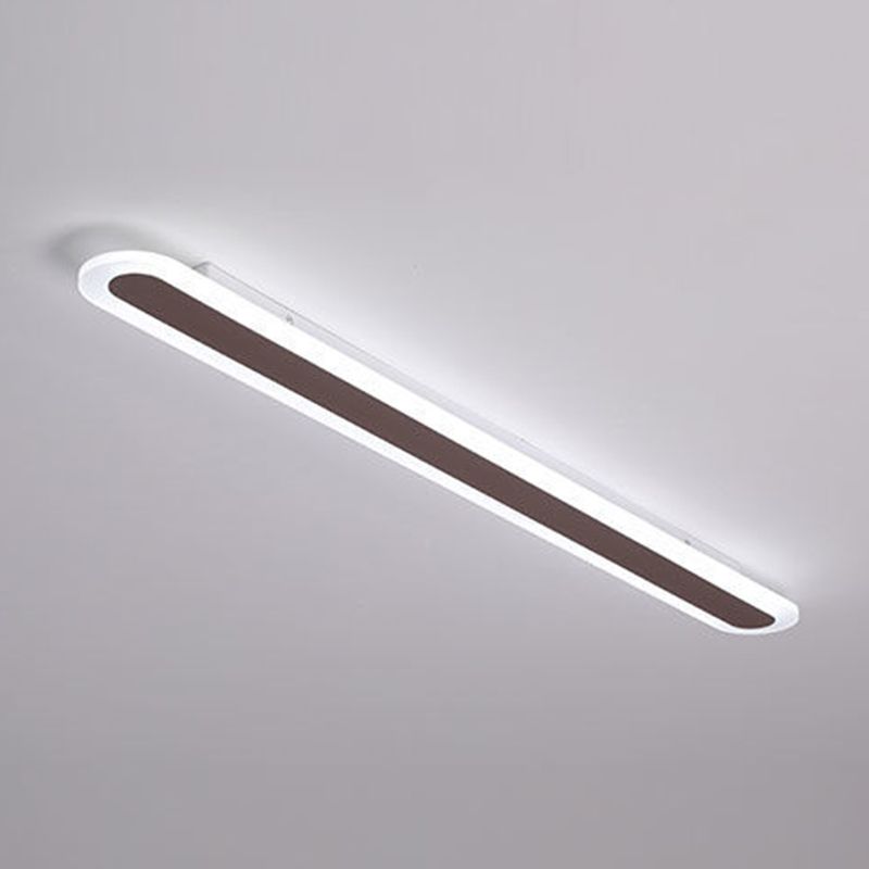 Linear Wall Light Fixture Modern Metal Single Light LED Mirror Light for Bathroom in Brown