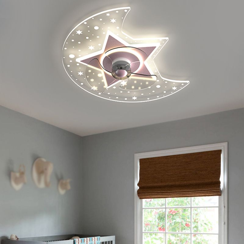 Metal Geometric Flush Mount Light Lovely 1 Light LED Fan Light for Kid's Room