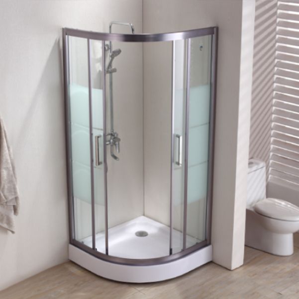 Round Shower Kit Double Sliding Tempered Glass Shower Enclosure