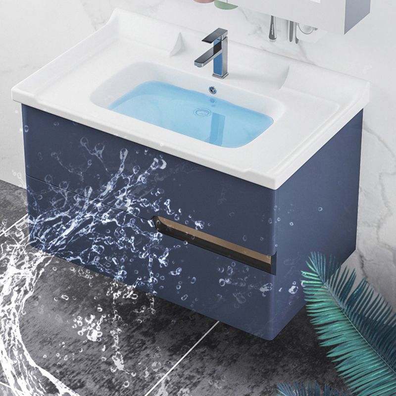 Gorgeous Wooden Sink Vanity Blue Wall Mount Vanity Cabinet with Mirror Cabinet