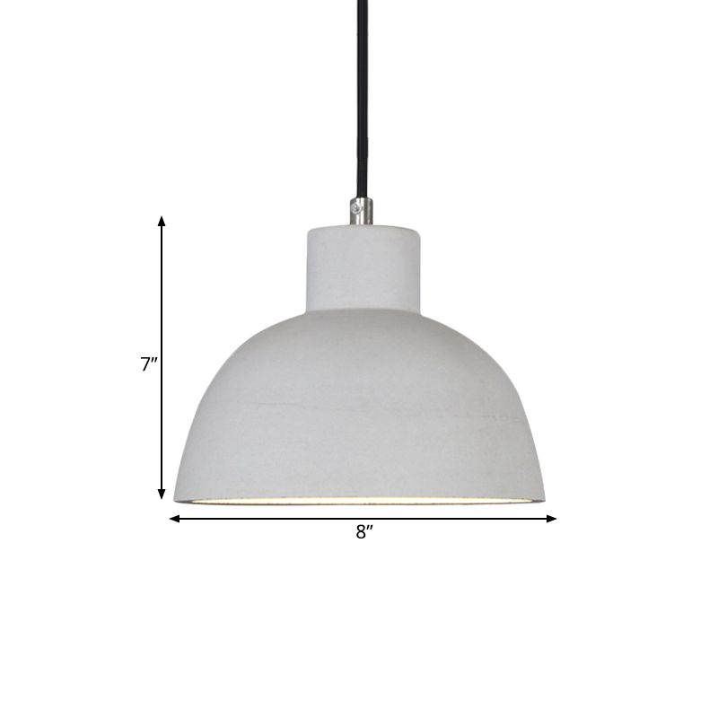 Industrial-Style Domed Ceiling Pendant Light 1 Head Cement Hanging Lamp Kit in Grey