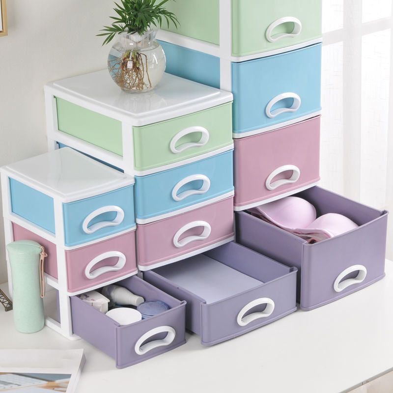 Color Block File Cabinet Drawers Vertical Plastic Filing Cabinet