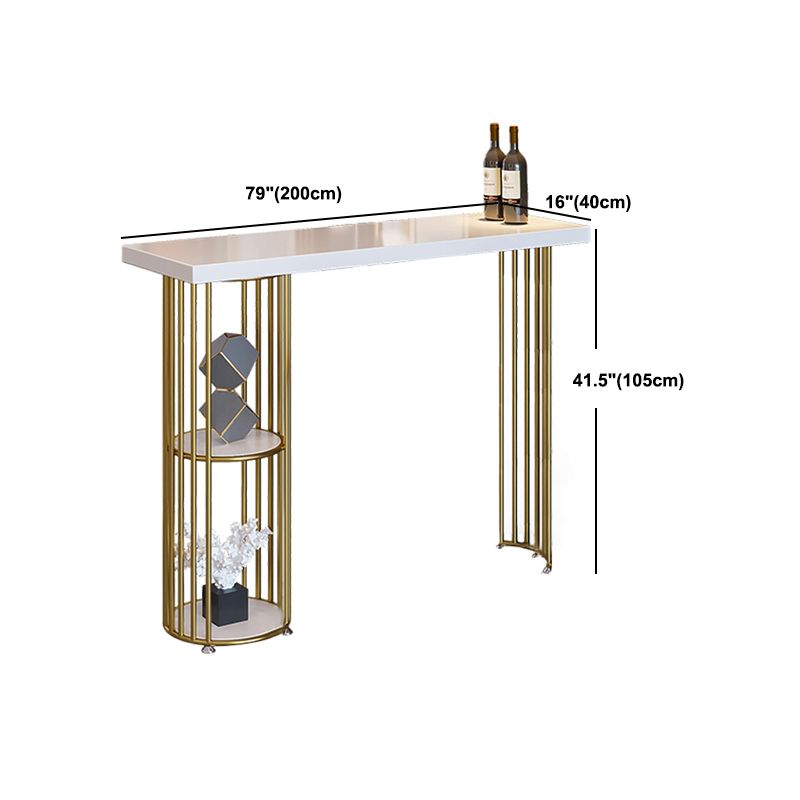 Glam Style Rectangle Bar Table Double pedestal Bar Dining Table with Storage