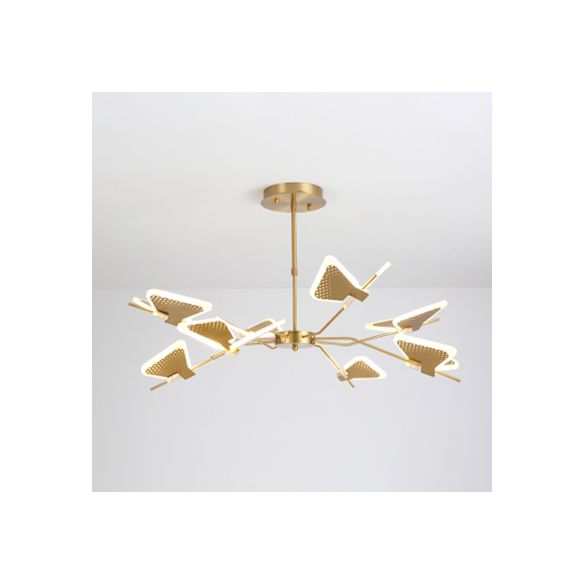 3/6/8 Lights Bedroom Chandelier with Butterfly Acrylic Shade Gold/White Hanging Ceiling Pendant