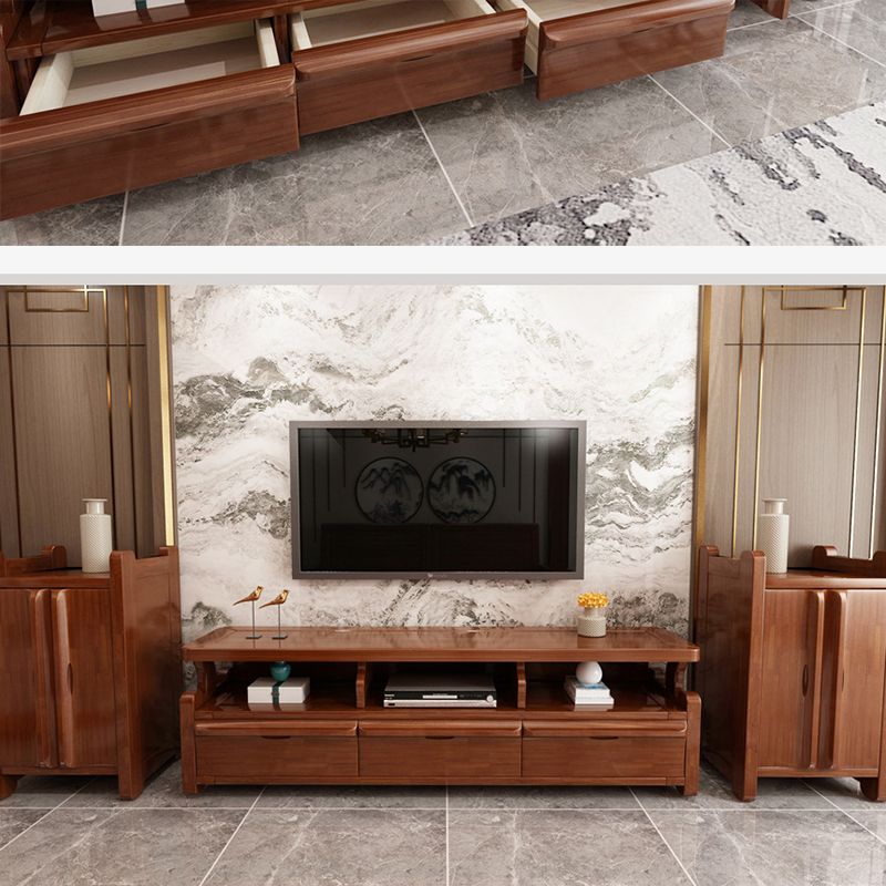 Solid Wood TV Stand Console Open Storage Media Console TV Stand for Living Room