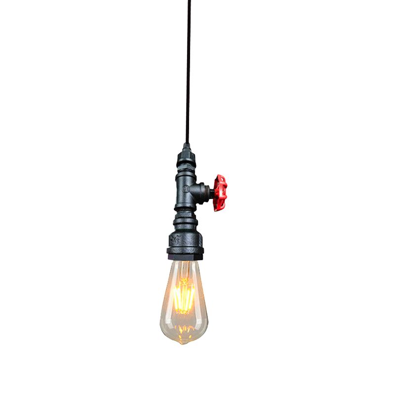 1 Light Water Pipe Hanging Pendant Lights Retro Industrial Style Metallic Pendant Ceiling Lights