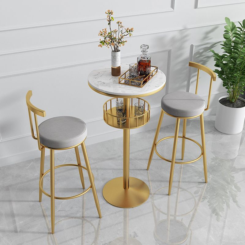 Glam -stijl gouden ijzeren balktafel marmeren top bistro tafel - 21.6 "w x 41.3" h h