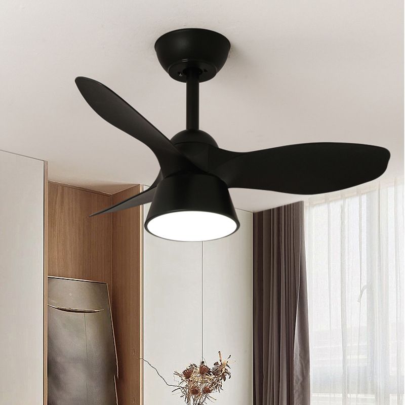 Minimalist LED Fan Light Fixture in Black / White Metal and Plastic Ceiling Fan