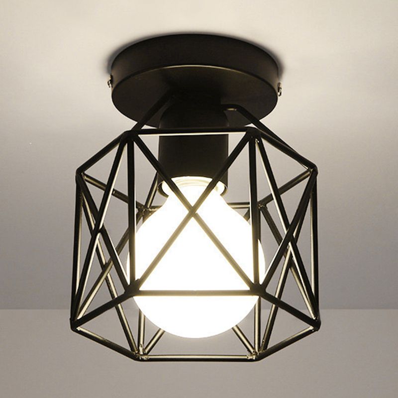 Modern Industrial Style Iron Frame Lampshade Ceiling Lamp for Bedroom