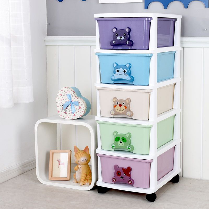 Scandinavian Vertical Plastic Nursery Dresser with Drawers for Bedroom