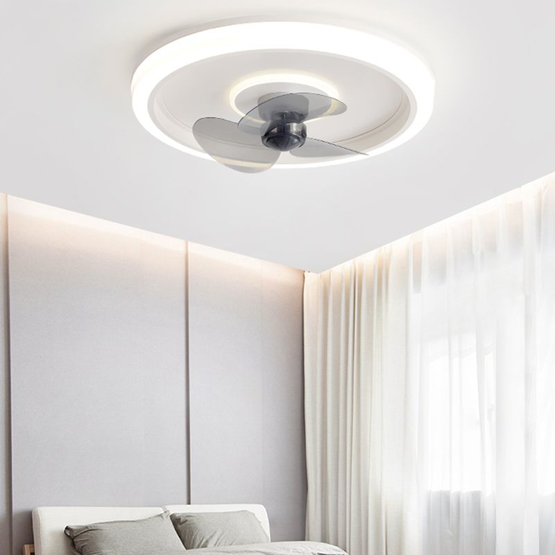 Round Shape Metal Ceiling Fan Modern Style 2 Lights Ceiling Fan Lamp