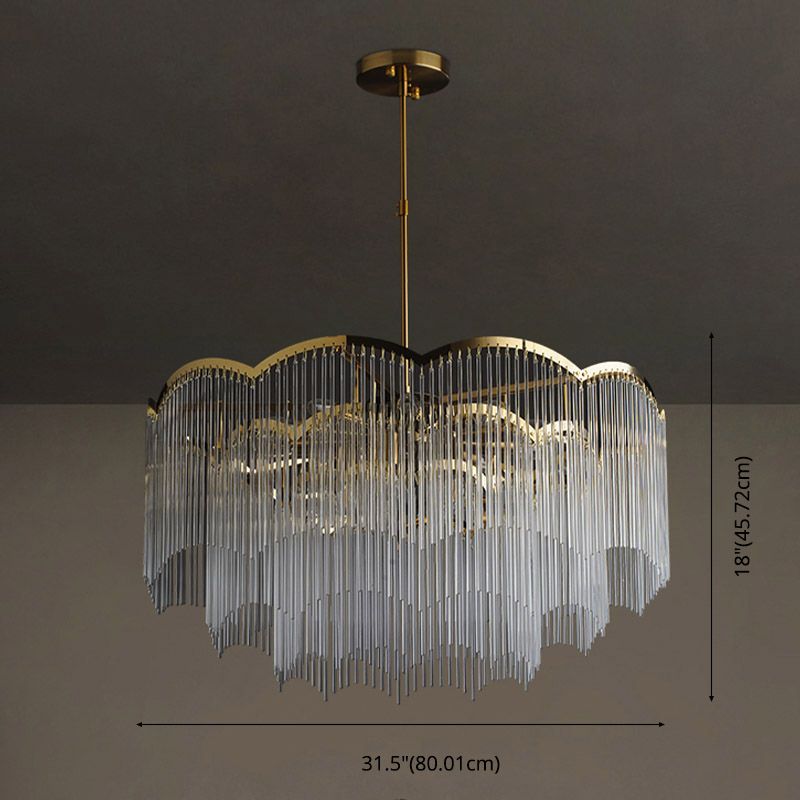 Gold Crystal Tassel Modern Chandelier Lights Ceiling Light  Fixture for Dining Room