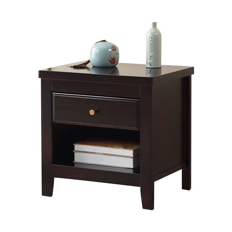 20"L X 20"H Traditional Nightstand Rubber Wood Bedside Cabinet with 1-drawer