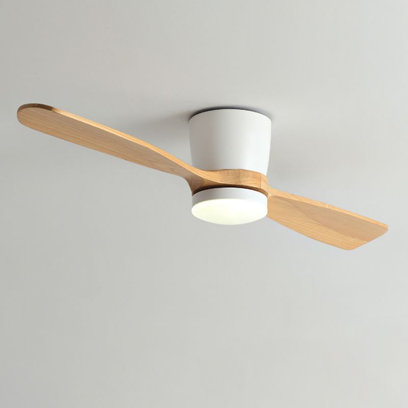 Nordic Style LED Ceiling Fan 2-Blade Fan Lighting with Wood for Restaurant