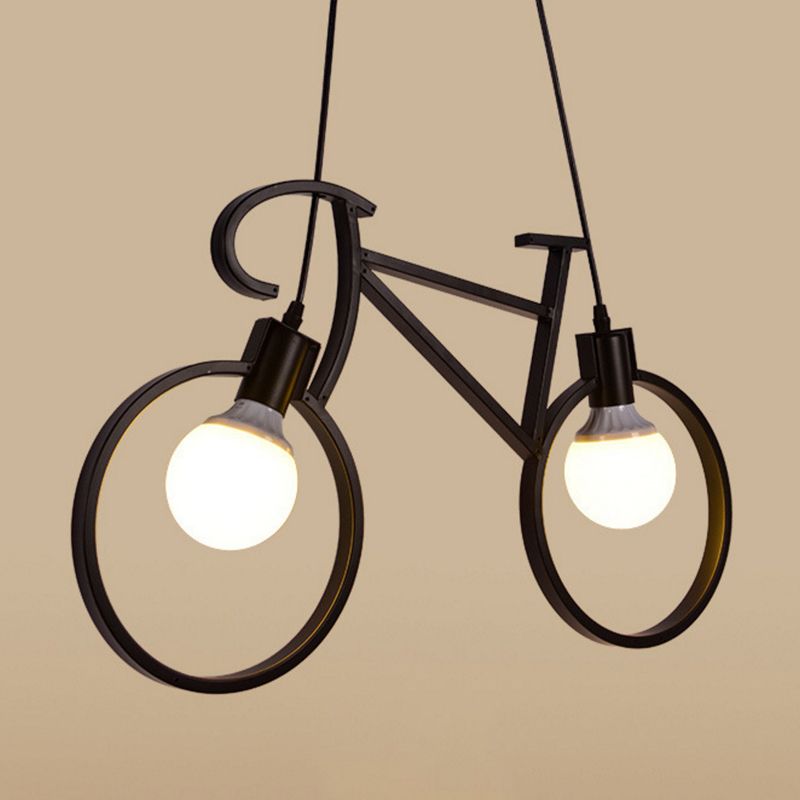 Bicycle Boys Schlafzimmer Multi -Light -Anhänger Industriellen Eisen 2 Köpfe Schwarz/Weiß Deckenhänge, 20,5 "/24,5" W.