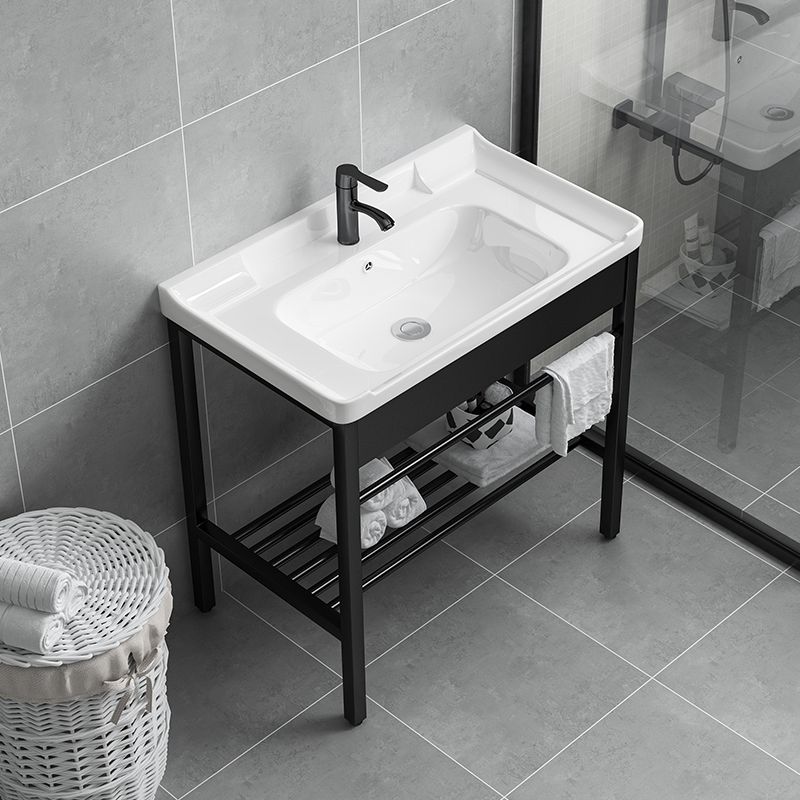 Modern Bathroom Sink Vanity Metal Frame Shelving Included Freestanding Sink Vanity