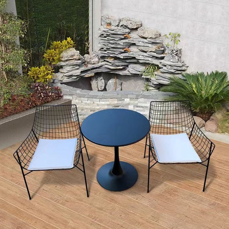 Modern Armless Outdoor Chair Metal Black/White Dining Side Chair