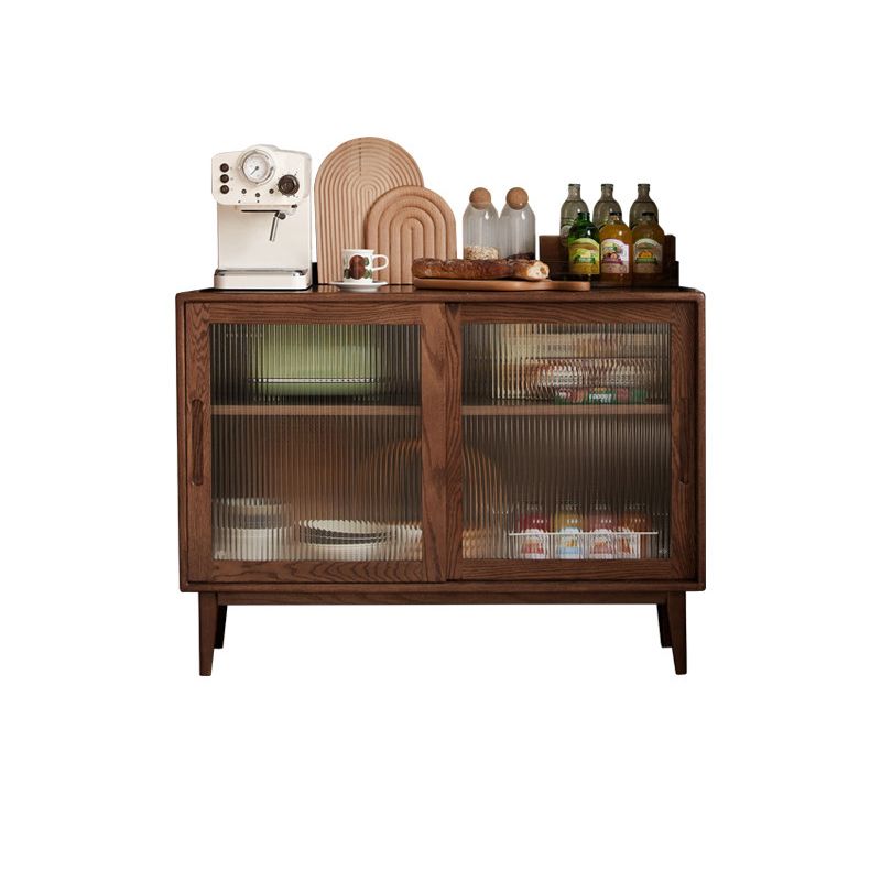 Modern Style Espresso Sideboard Solid Wood with Sliding Door