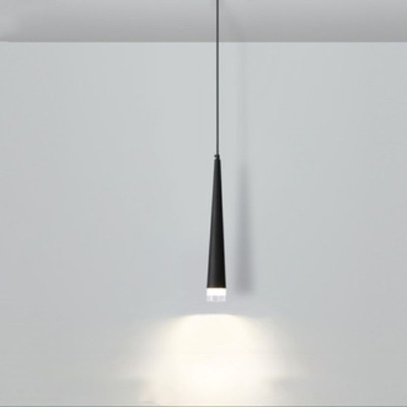 Pendante à LED Conical Crystal en Aluminium de style luxueux moderne Lumière suspendue intérieure en noir