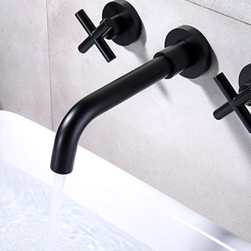 Modern Circular Bathroom Sink Faucet with 2 Handles Wall Mounted Bathroom Faucet