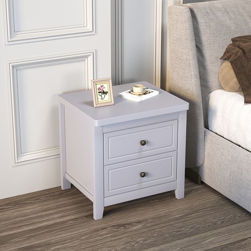 Modern 2-Drawer Storage Nightstand 20 Inch H Imitation Wood Legs Included Night Table