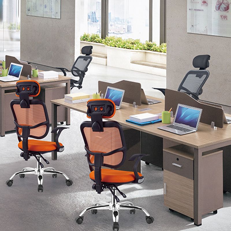 Modern Swivel Wheels Desk Chair Fixed Arms Tilt Mechanism Office Chair