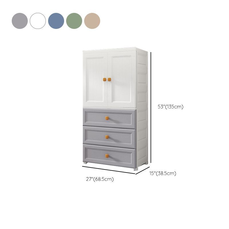 Modern Style Kid's Wardrobe Plastic Wardrobe Closet with Drawers for Bedroom