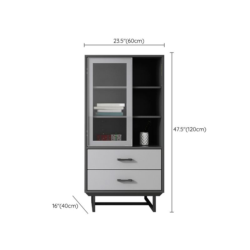 Contemporary Wood Display Stand Glass Doors Display Cabinet with Door for Bedroom