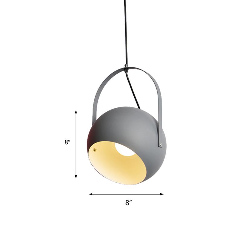 1 Head Globe Pendant Light Rotatable Macaron Loft Metal Hanging Light for Living Room