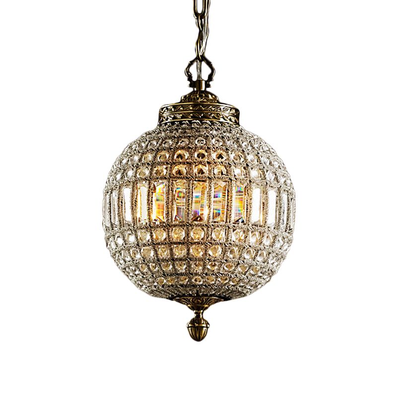 Crystal Globe hangende lamp traditionele een enkele kop woonkamer hanger plafondlicht in goud