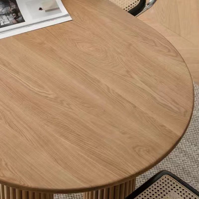 Modern Solid Wood Office Desk Oval Task Desk with 4-Legs for Home