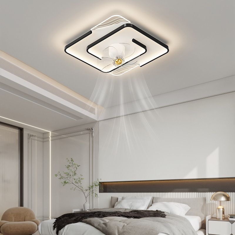 Geometric Interior LED Fan Fixture Black and White Modern Ceiling Fan