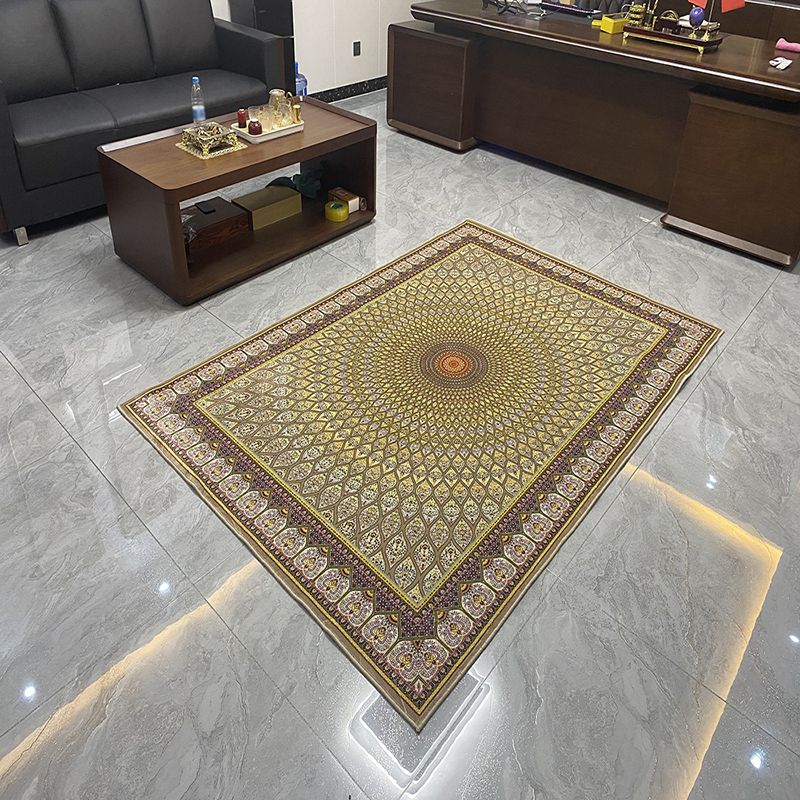 Tapis de salon brun Tapon traditionnel en polyester