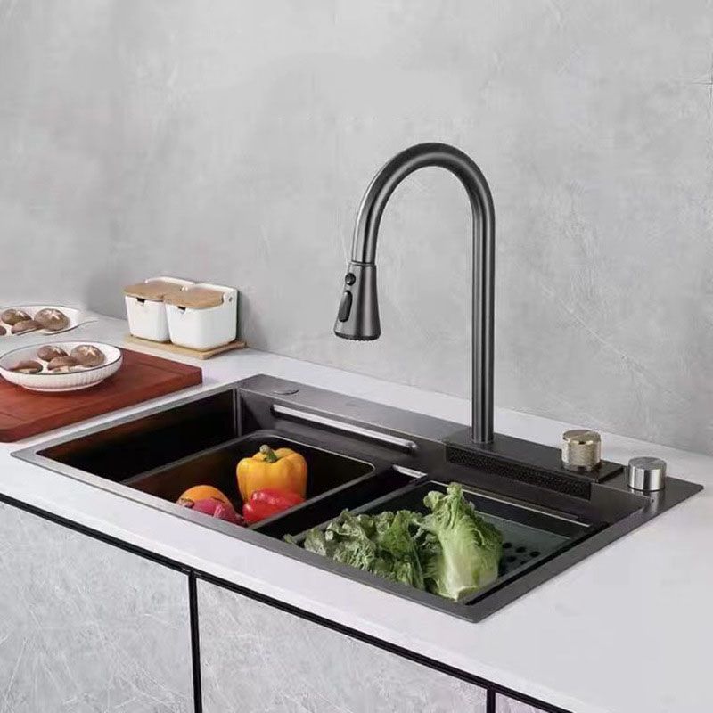 Modern Kitchen Sink Stainless Steel with Accessories and Faucet Bar Prep Sink