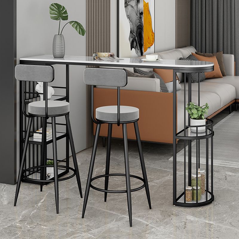 Contemporary Bar Dining Table Indoor Bar Height Pub Table with Shelves