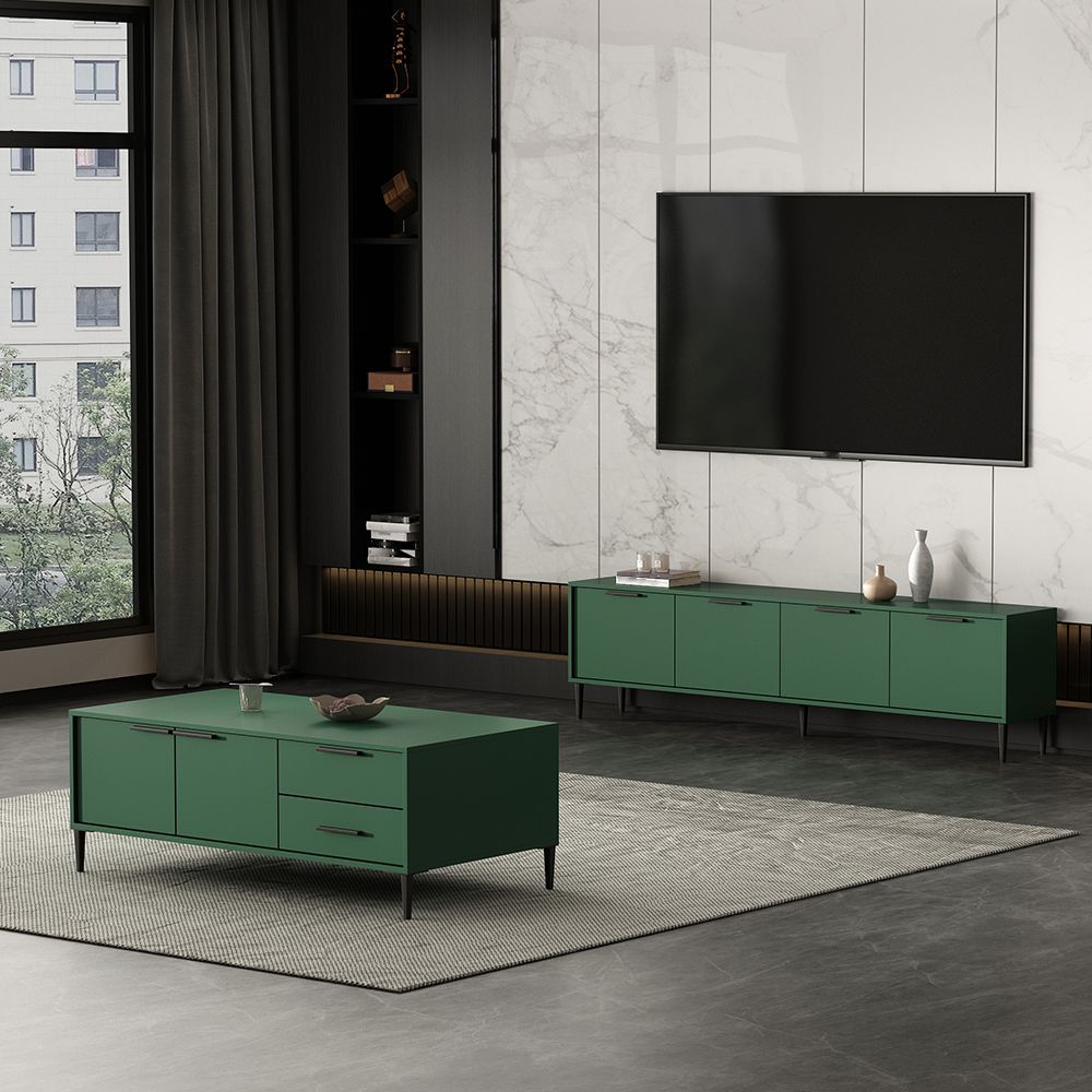 Wooden Enclosed Storage TV Console Scandinavian TV Stand with Cabinet