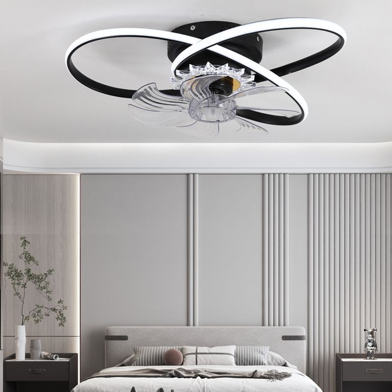 7-Blade LED Ceiling Fan Contemporary Polish Finish Fan with Light for Foyer