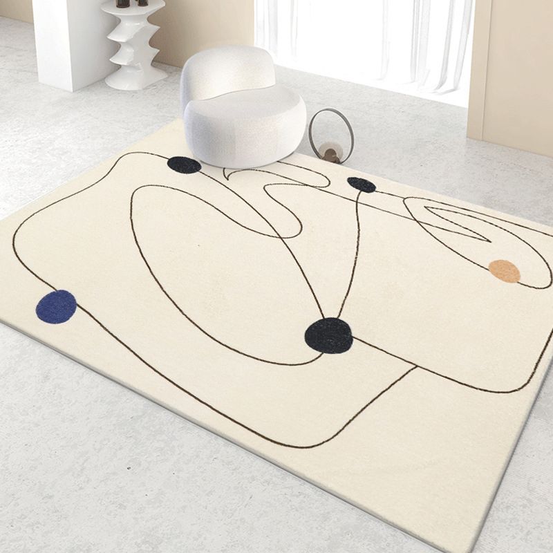 Beige Casual Carpet Polyester Color Block Carpet Washbale Carpet for Home Decoration