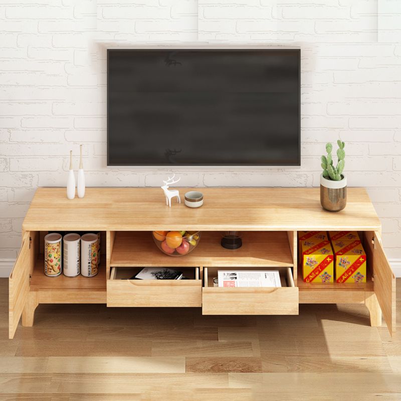 Solid Wood TV Console Traditional Home TV Cabinet with Splayed Wooden Legs