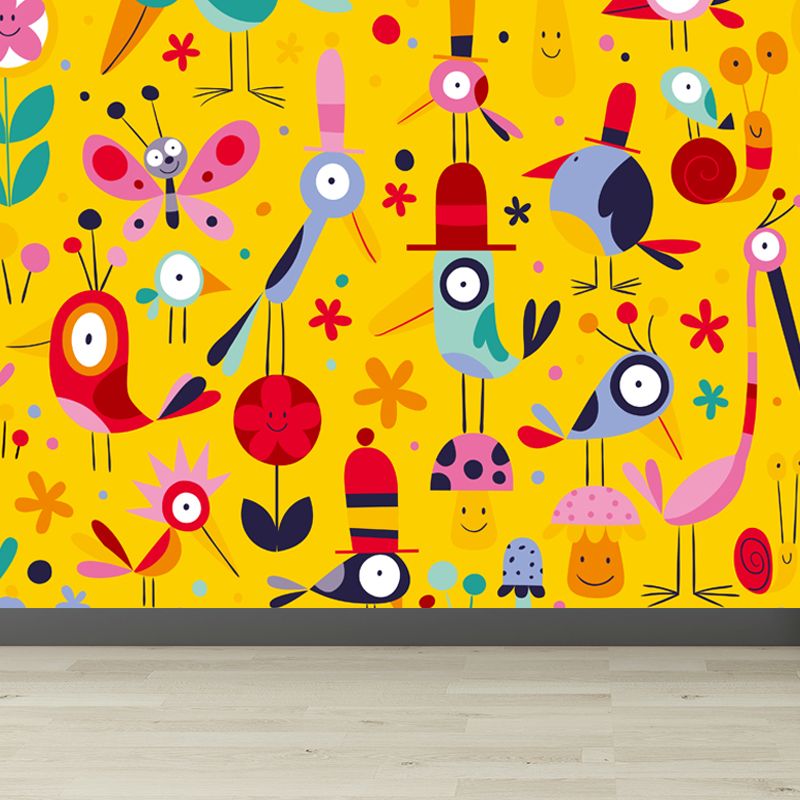 Cartoon Patterned Mural Wallpaper Non-Woven Washable Multicolored Art for Kids Bedroom