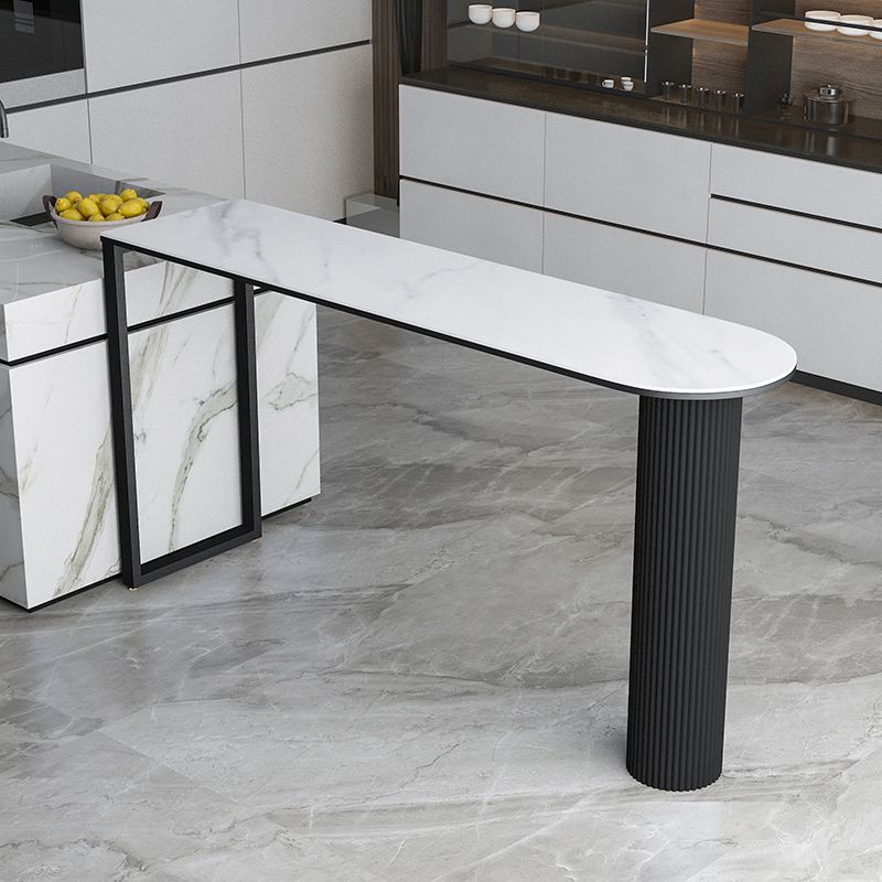 Industrial Iron Bar Dining Table with Stone Top Indoor Bistro Table Fixed Table