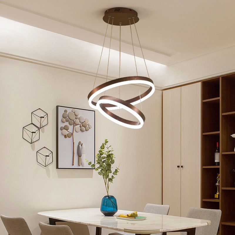 Metal Ring Chandelier Pendant Light Modern Style LED Hanging Pendant Light