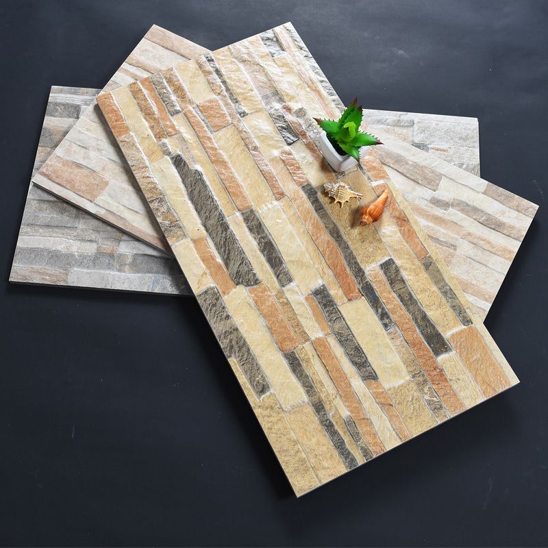 Outdoor Wall Floor Tile Ceramic Straight Edge Stacked Stone Brick Look Floor Tile