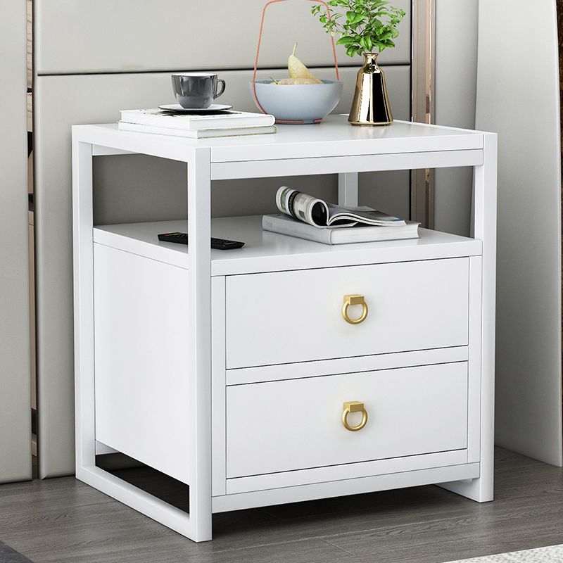 18 Inch H Nightstand Imitation Wood Drawer Storage Modern Night Table