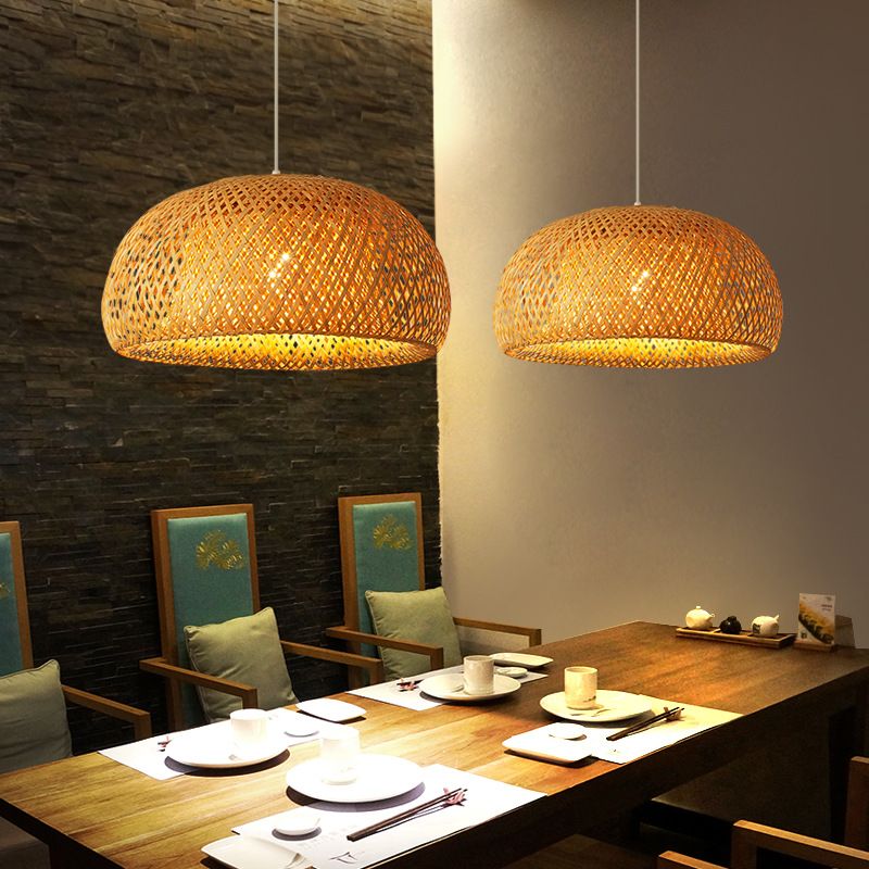 Modern Style Bamboo Pendant Light Fixture 1 Light Living Room Hanging Lamp Fixture