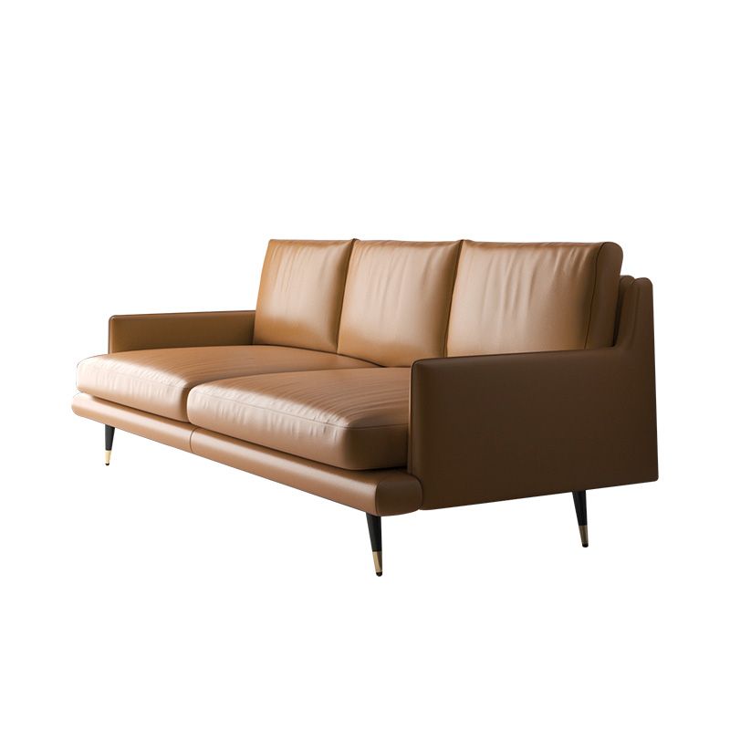 31.50" H Square Arm Modern Sofa with Cushions Dark Brown Standard Sofa