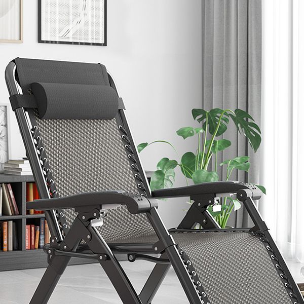 Contemporary Metal Base Recliner Chair with Arms and Headrest