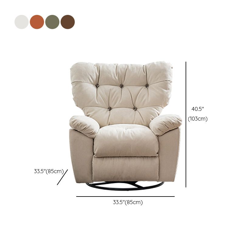 Swivel Rocker Standard Recliner Solid Color Faux Leather Recliner Chair with Tufted Back