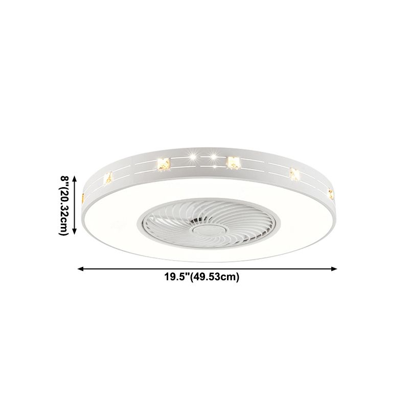 Round Bedroom Ceiling Fan Light Metal LED Simple Close to Ceiling Lighting