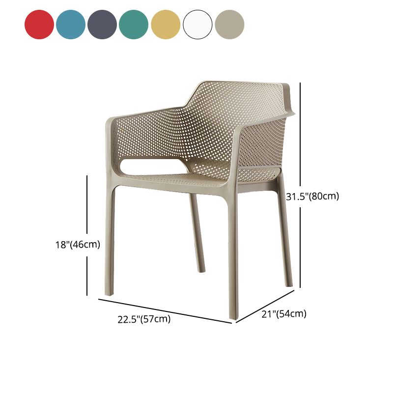 Scandinavian Plastic Kitchen Dining Room Chair Solid Back Arm Chair